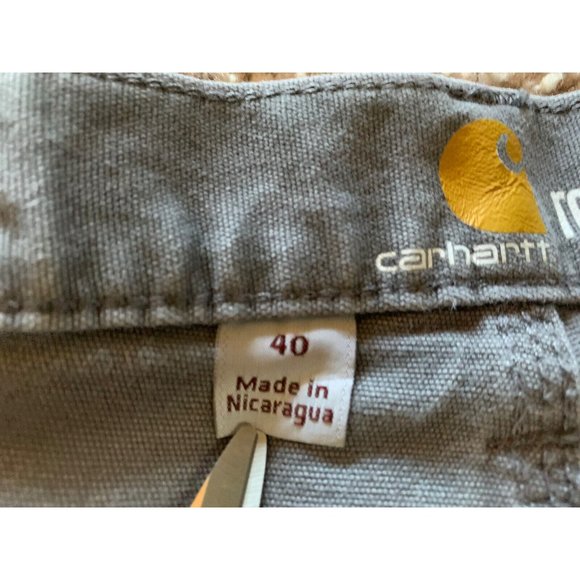 Carhartt Men's 40 Relaxed Fit Grey Canvas Carpenter Shorts 102514-039 EUC - Picture 9 of 11